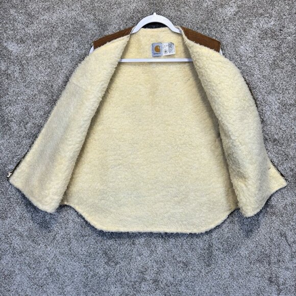 Vintage Carhartt 6SV Hunting Vest Mens XL Brown Sherpa Lined Duck Canvas Pockets - Picture 3 of 9